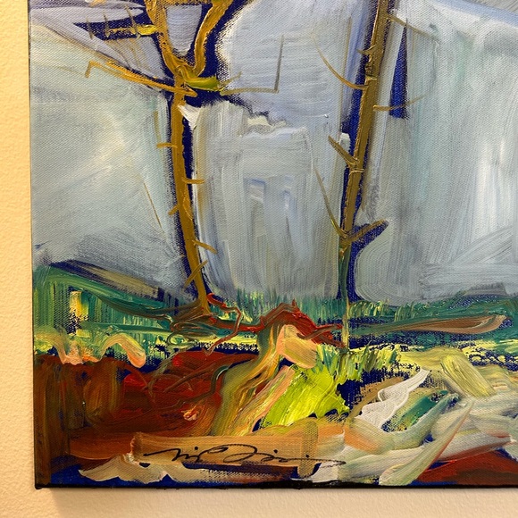 Oil painting signed gallery art 24”x20” exotic trees original artwork on canvas - Picture 3 of 5